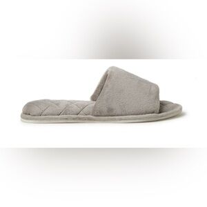 NWT- Women's Dearfoam Microfiber Velour Slide Gray Plush Slippers -Size 7/8